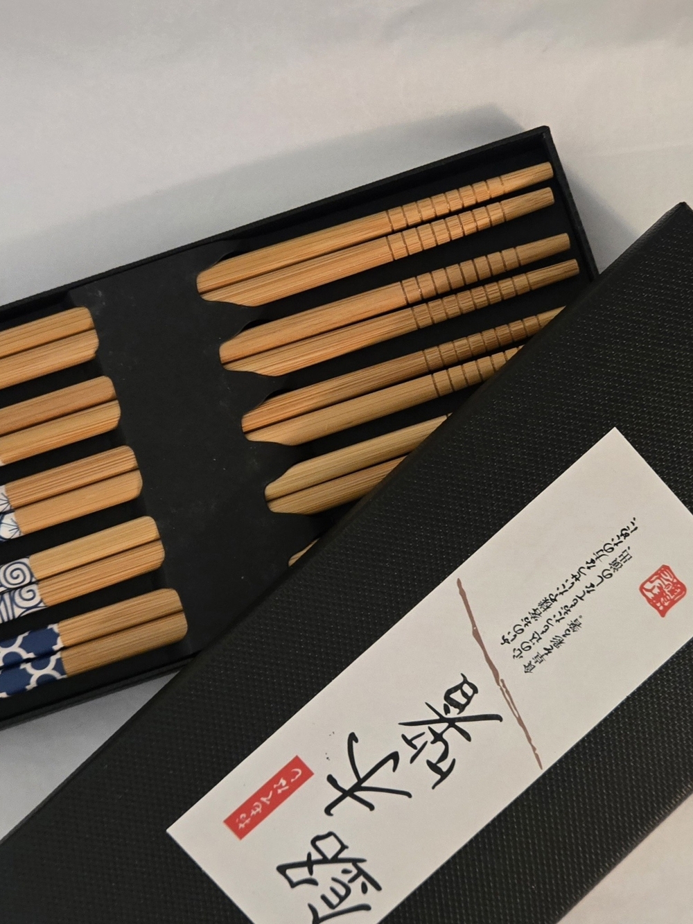 Bamboo Chopstick Blue Accent Color - Set of 10